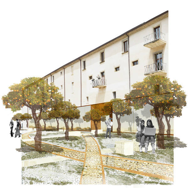 Vista del giardino di agrumi